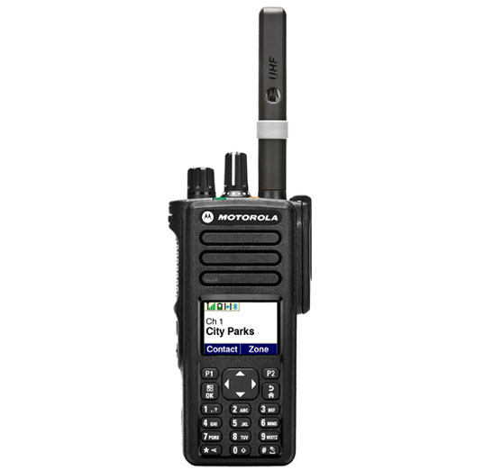 DP4801eUHF Motorola Digital Handheld
Radio incl. battery, antenna, belt clip
Charger not included