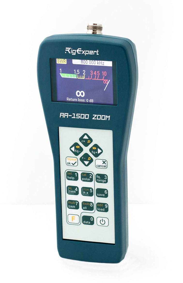 AA-1500-ZOOM RigExpert
SWR Antenna Analyzer
0.1 to 1500MHz Time Domain Reflectometer