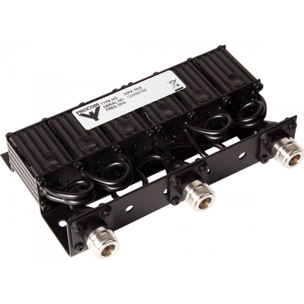 MPX 70/6 H-7/9 N
6 Resonator Mini-Duplexer med N female
7-9 MHz duplex spacing